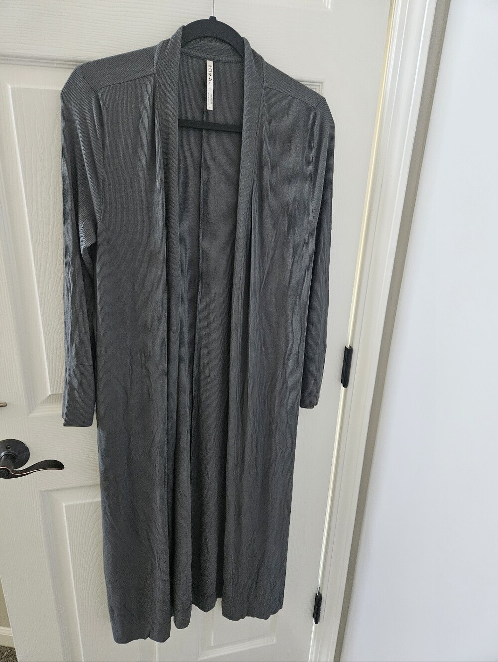 SOMA Cool Nights Ribbed Duster Cardigan Gray Size Medium